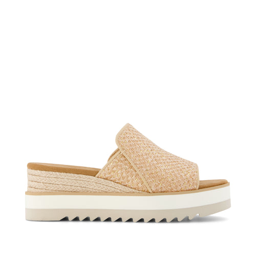Diana Mule Wedge Sandal - Natural Metallic Raffia Side View