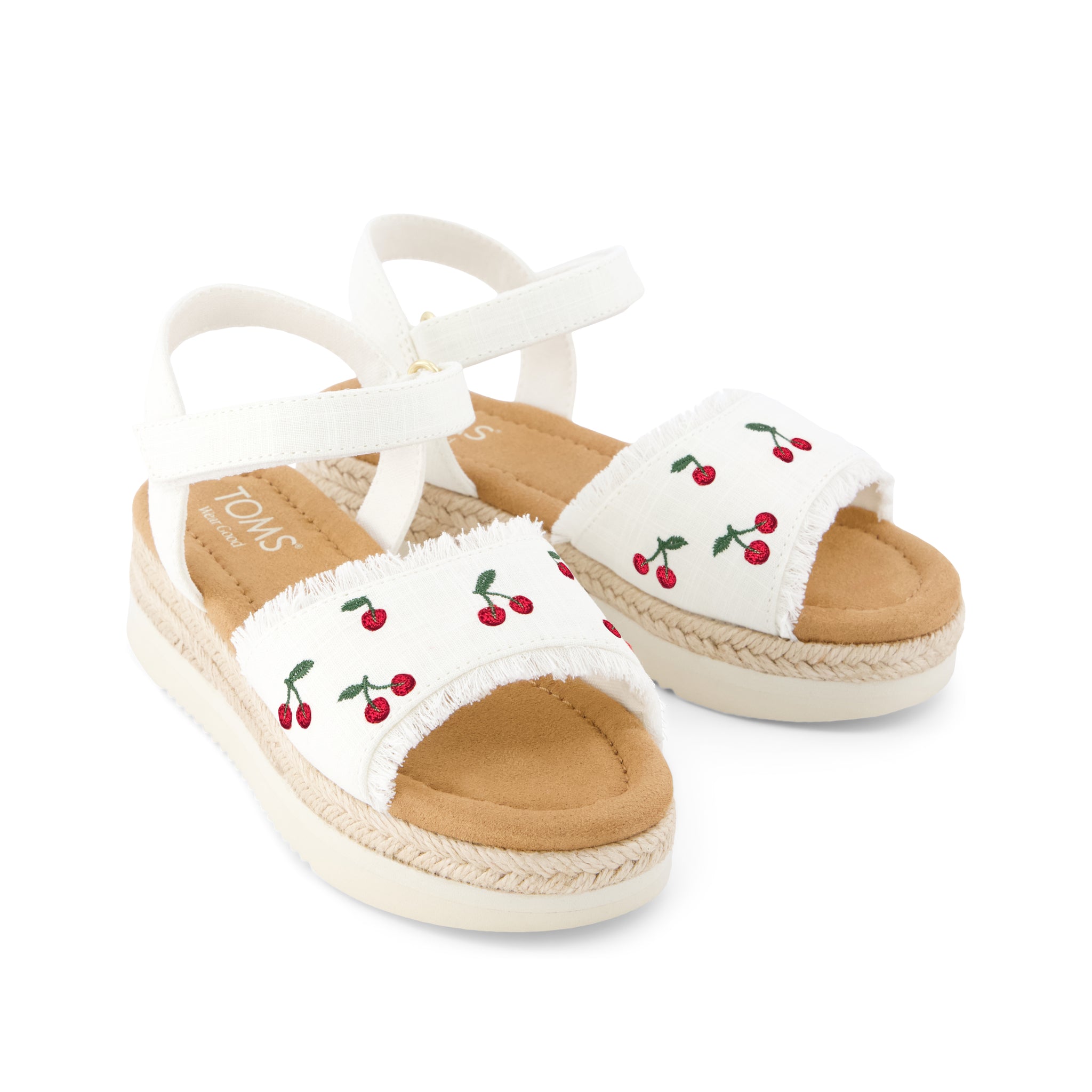 Diana Kids Sandal - Embroidered Cherries Front View