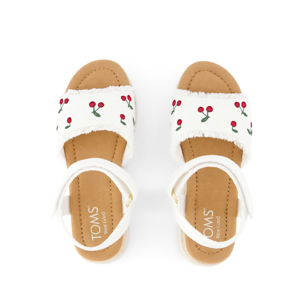 Diana Kids Sandal - Embroidered Cherries Top View