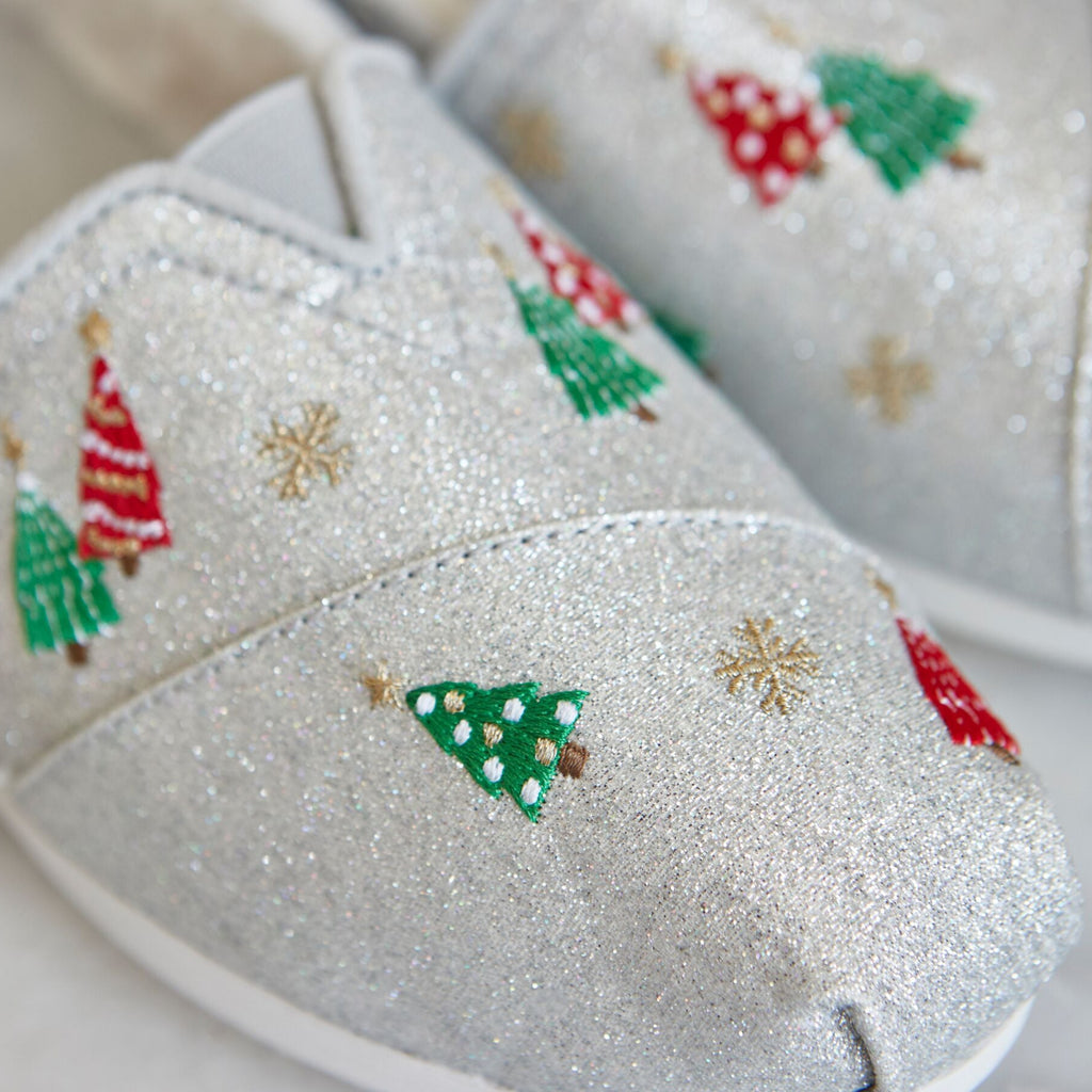 Womens Alpargata Classic Silver Christmas Tree Embroidery