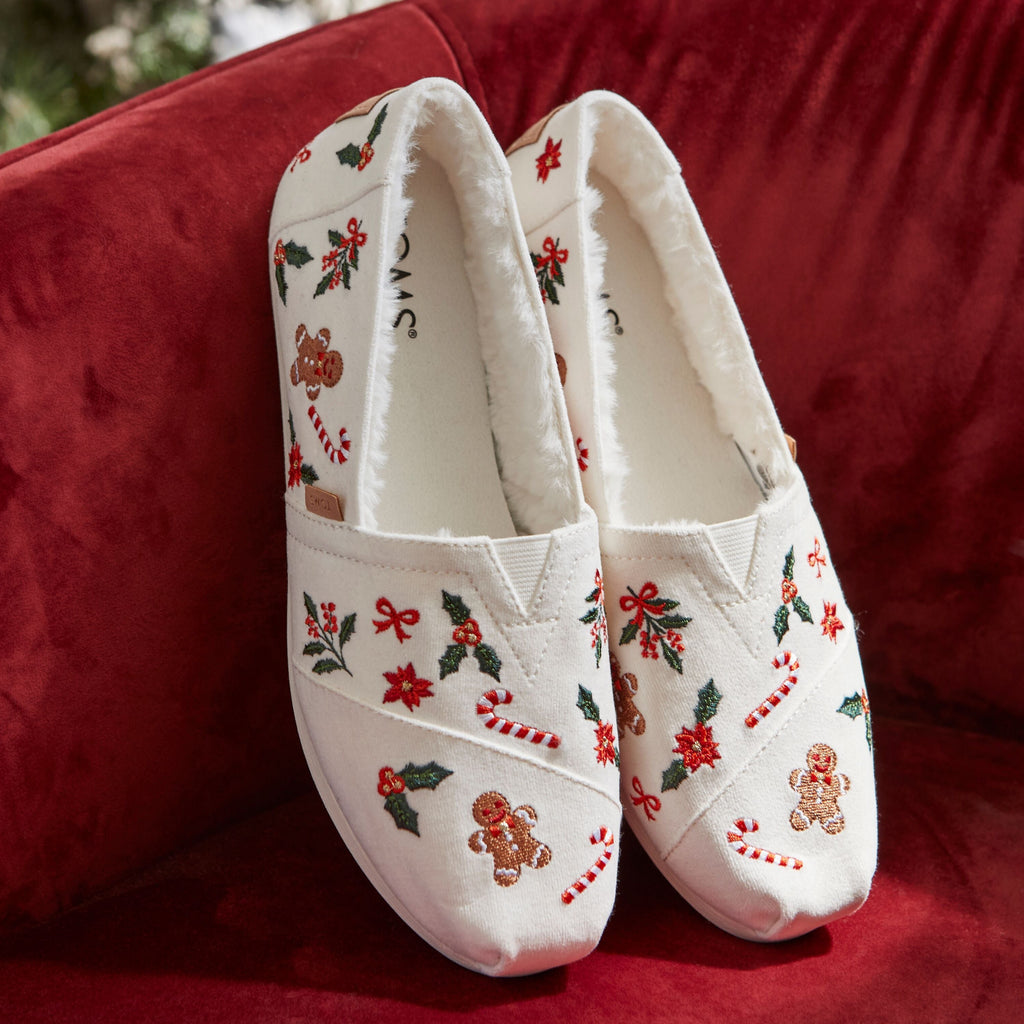 Womens Alpargata Classic Natural Gingerbread Candy Cane Embroidery