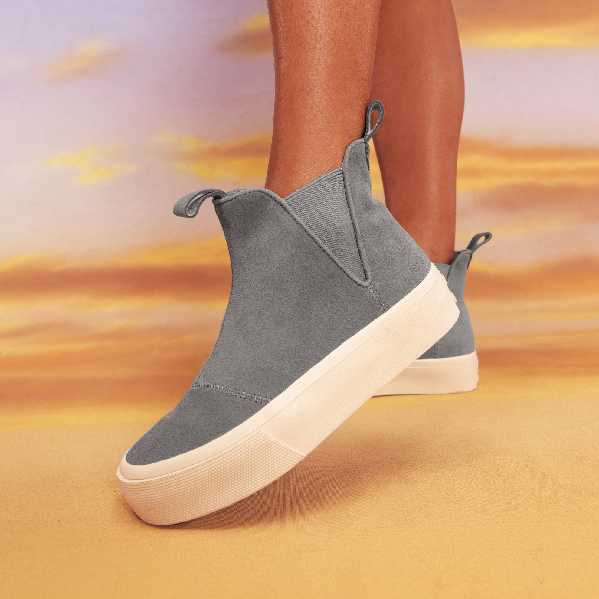 Fenix Mid Sneaker Boot In Green Up Close On Model