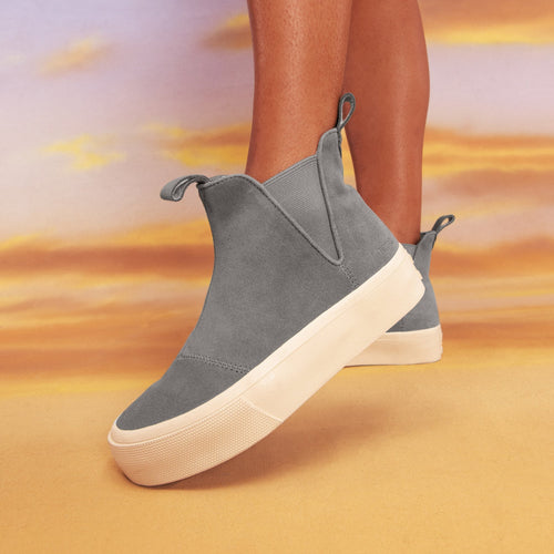 Fenix Mid Sneaker Boot In Green Up Close On Model