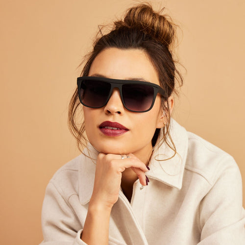 jett traveler sunglasses on model up close detail shot