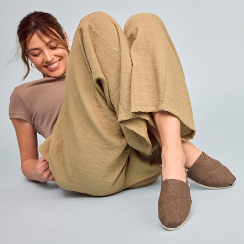 alpargata slip on casual shoe in canteen green up close on model