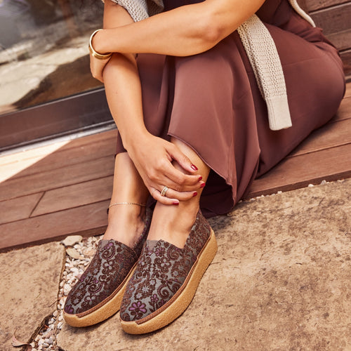 Adelaide Basil Green Floral Brocade Espadrille