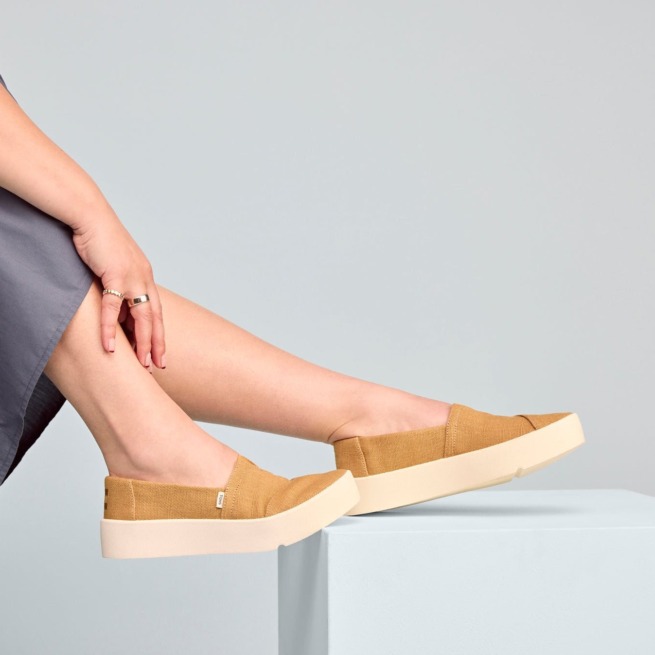 veron slip on sneaker up close detail view in gold