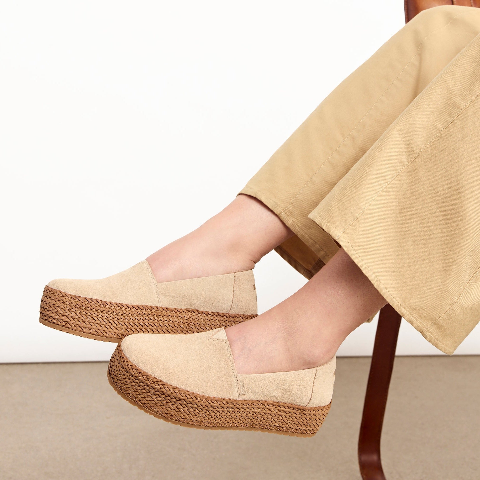 Valencia Natural Suede Espadrille Platform Espadrille