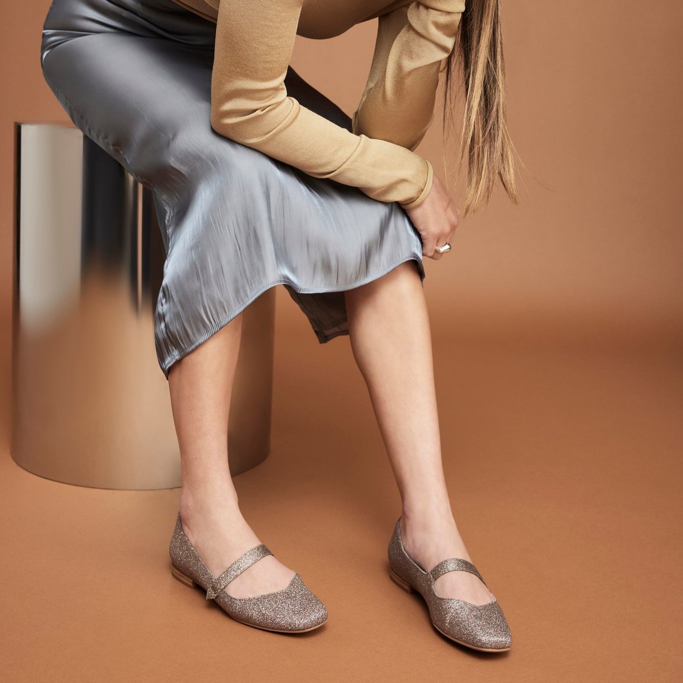 Bianca Champagne Rainbow Glitter Flat