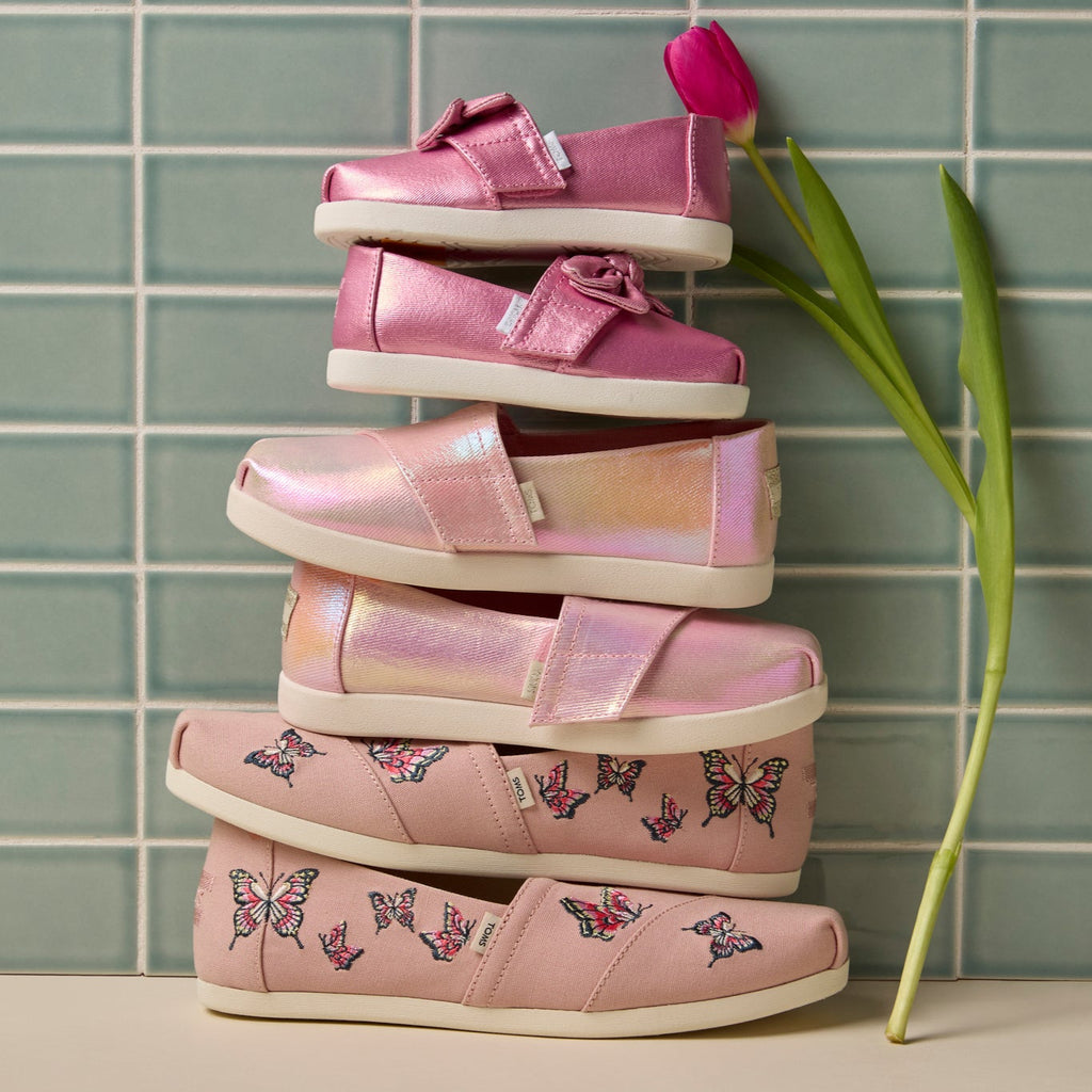 Toddler Shoe Alpargata Classic Toddler Shoe Rose Pink Metallic Twill/Bow