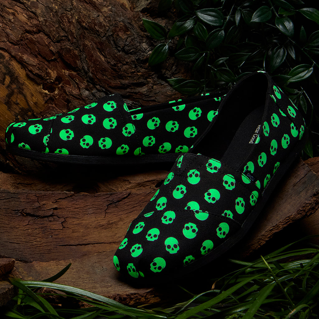 Lifestyle image of the Glow in the Dark Skull Womens Alpargata