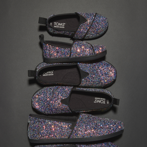 Alpargata Slip On In Chuncky Black Sparkle Glitter For Toddlers, Girls And Women Detail Shot