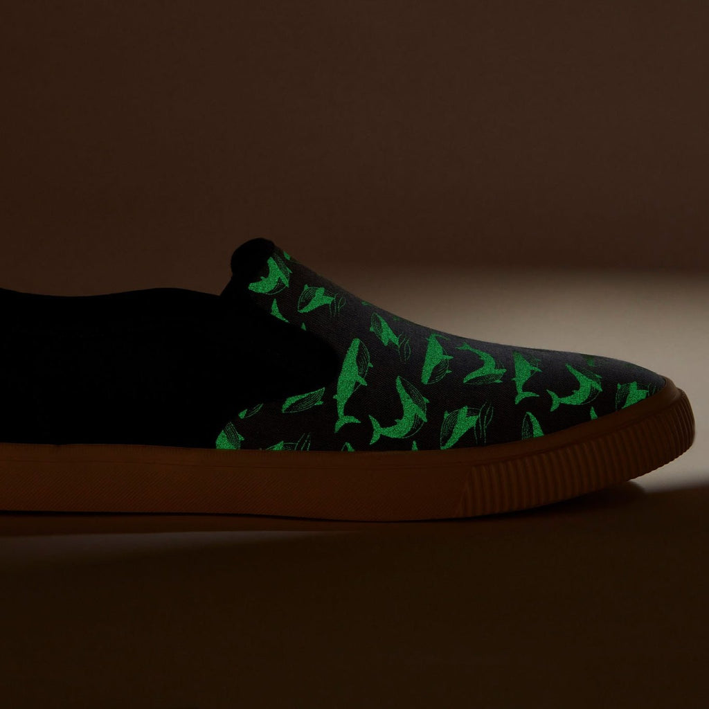 mens baja in navy chambray with glow in the dark whale sharks detail image