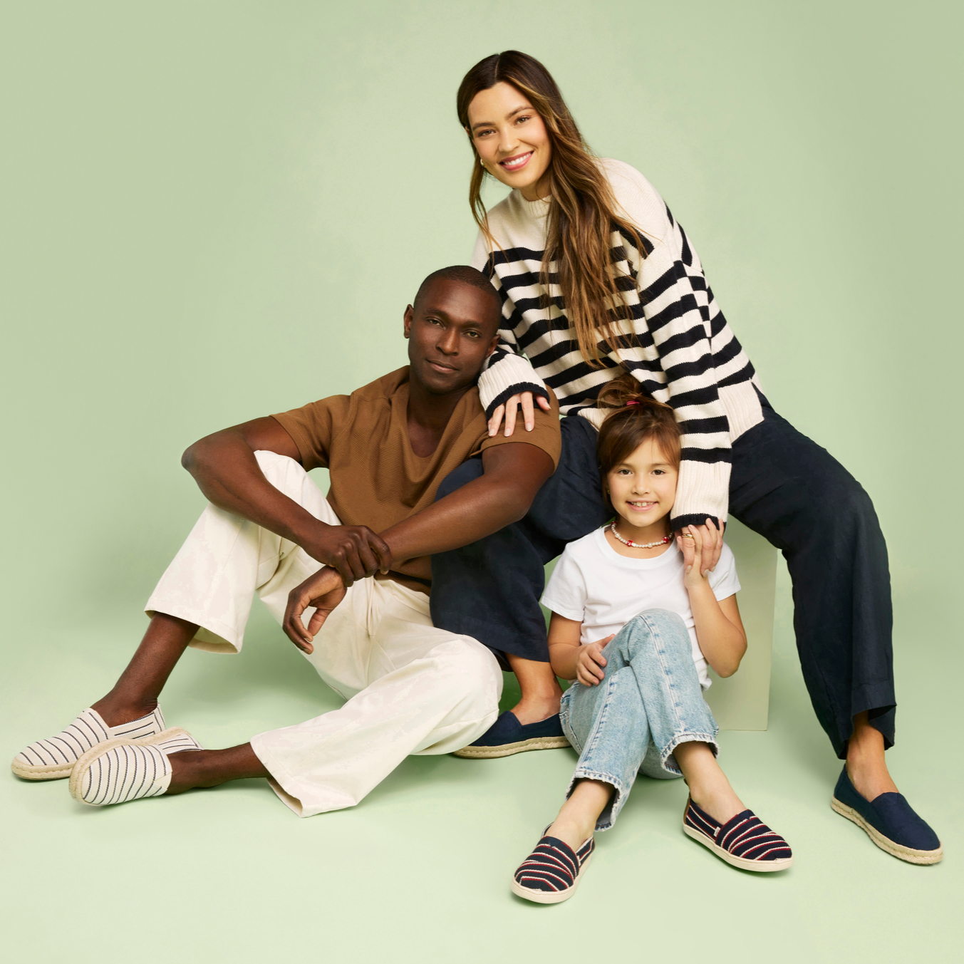 Family Wearing Alpargata Rope Sole Striped Espadrilles For Summer Days