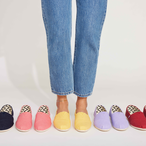 Alpargata Pinapple Yellow On Foot With Variety Of Other Alpargata Colors Shown