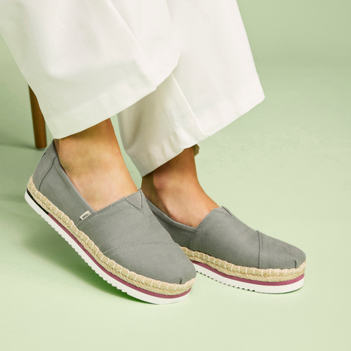 Alpargata Rope Platform In Bonsai Green Heavy Twill Uppers On Model Detail Shot