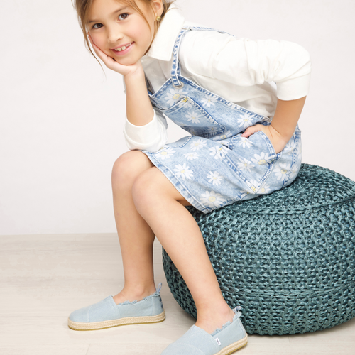 Alpargata Rope Sole Slip On Espadrille In Denim Blue On Elementary Aged Girl