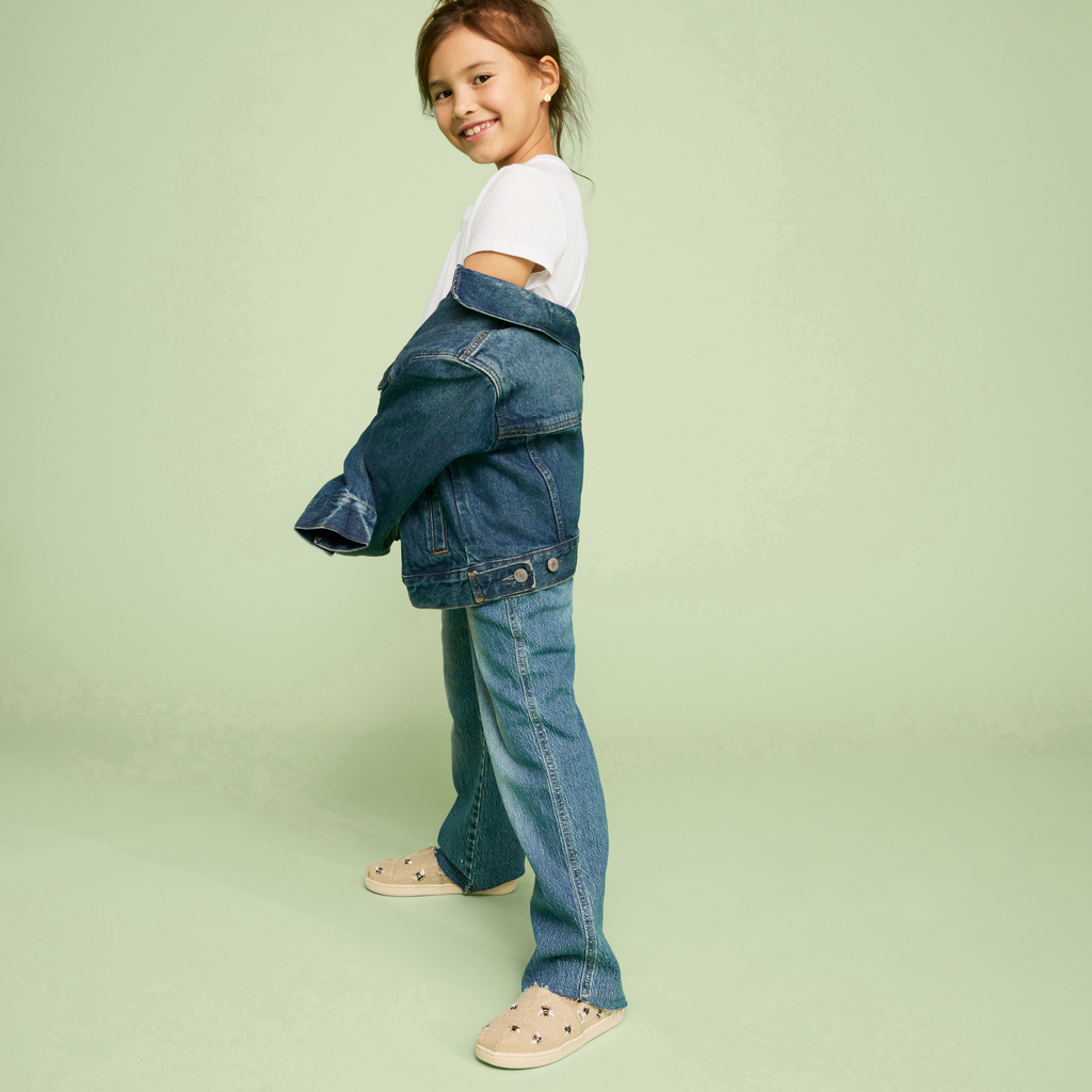 Alpargata Slip On Espadrille Shoe In Youth Size On Young Model Styled With Denim
