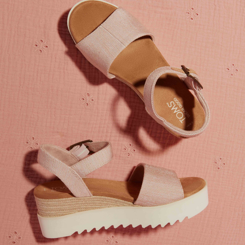 Ballet Pink Textile Diana Sandal With White Sole Flat Lay Shot Up Close Detail