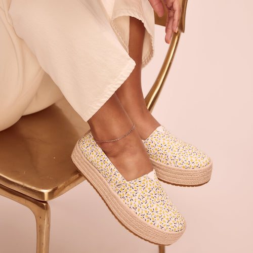 On figure image of the Liberty print on Tawn Lawn Valencia Espadrille