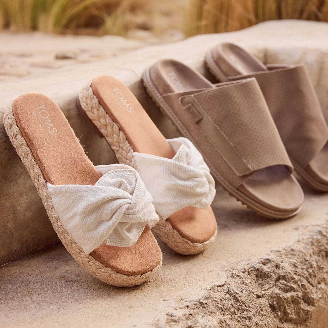 Abby Slide Flatform Espadrille Sandal White Beachside Woven