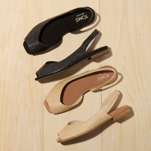 Laydown image of the Almond Raffia Briella Slingback Flats