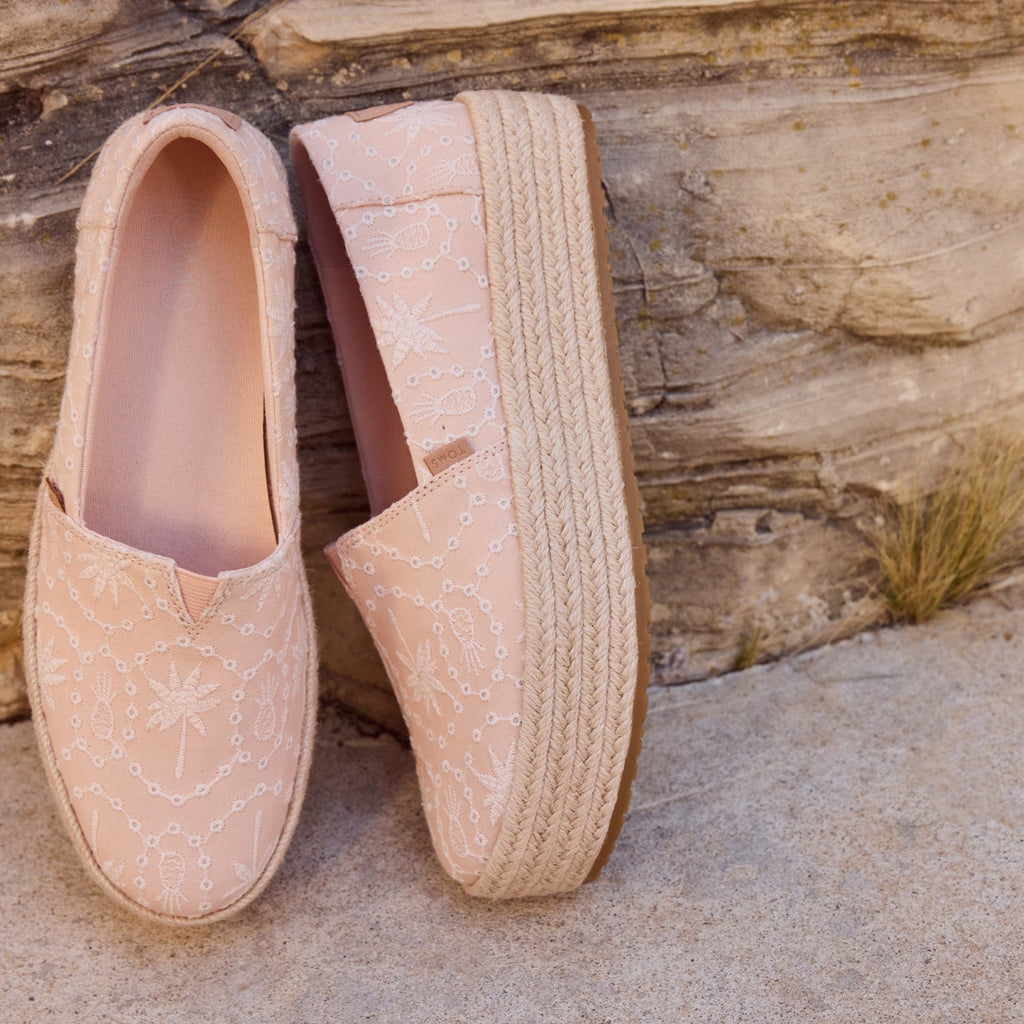 Valencia Platform Espadrille Apricot Tropical Eyelet