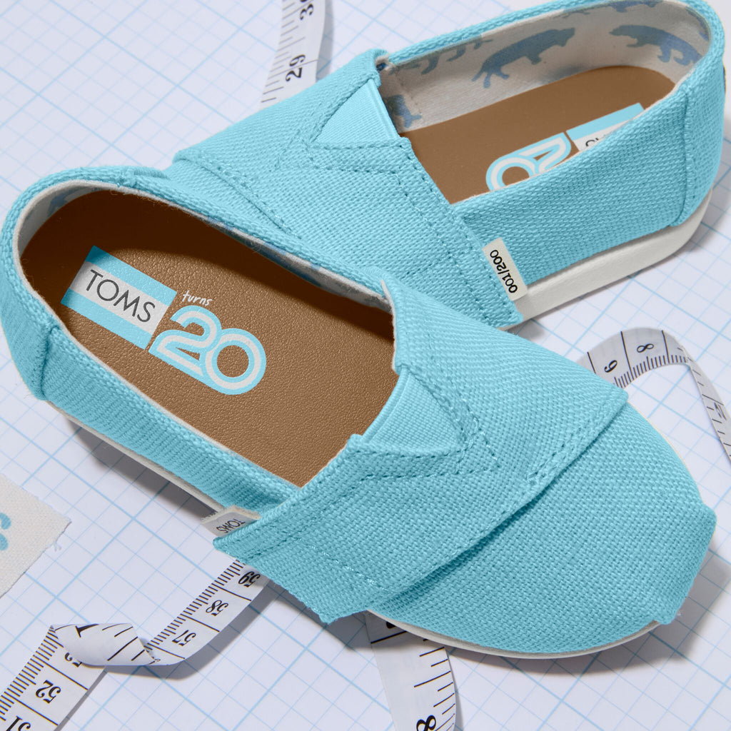 Laydown image of the Kids Cerulean Blue Alpargata